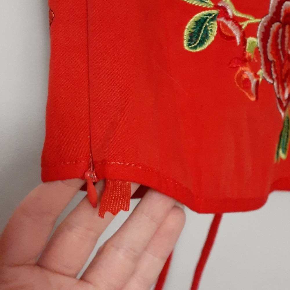 Zara Dark Orange Floral Corset Top Size Small - Picture 7 of 9